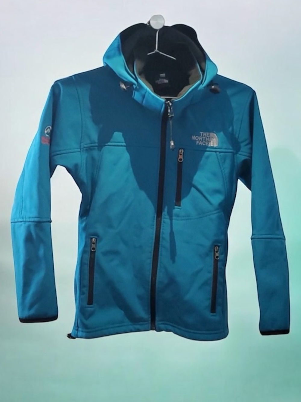 The North Face Summit Series Jacket Hood Ski Snowboard Lined Teal Blue Black S